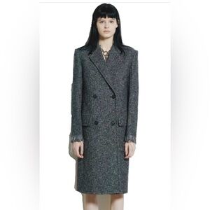 Helmut Lang Wool-Blend Double-Breasted Gray Coat